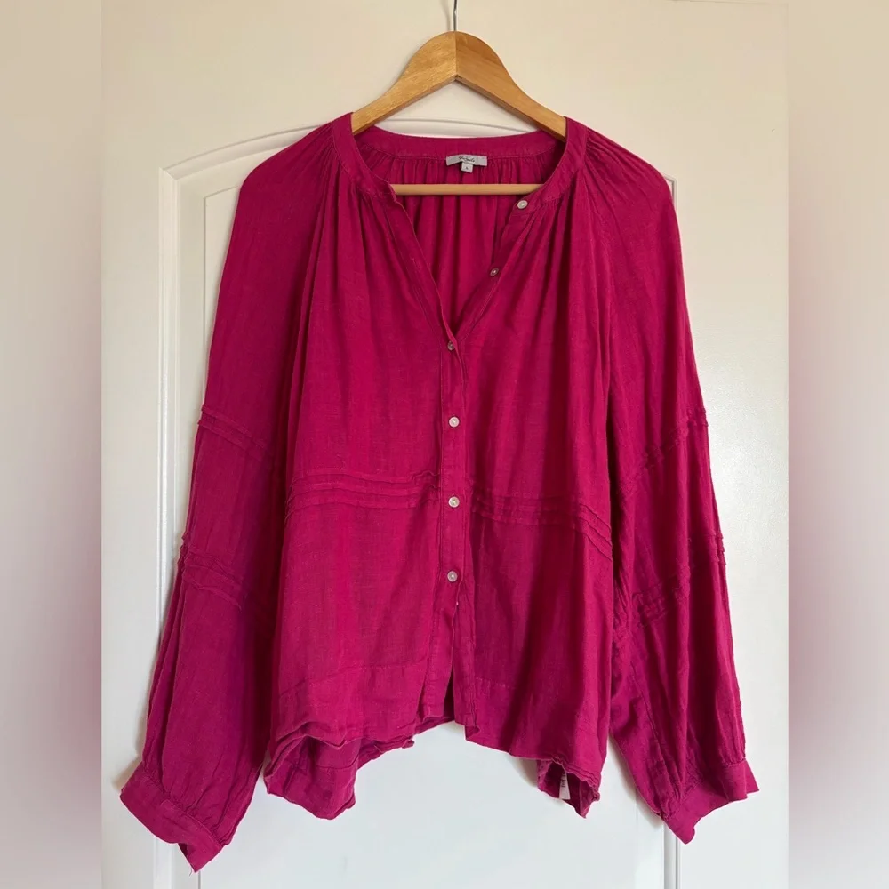 Rails fucsia linen blouse size L. EUC - Picture 4 of 8